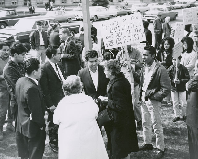 Rodolfo "Corky" Gonzales at War on Poverty campaign rally