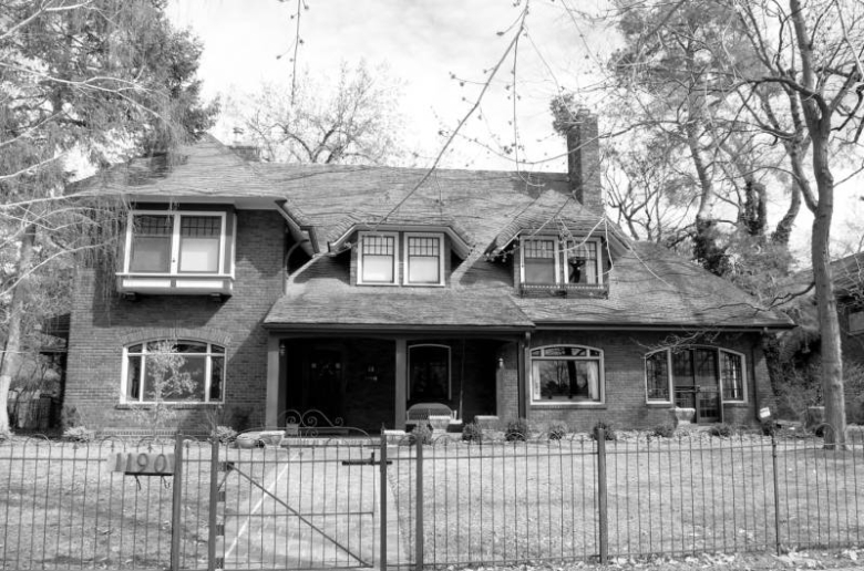 The house pictured was built in 1913 and designed by Willis A. Marean and Albert J. Norton. It was originally owned by James Causey, then by William C. and Orian Stern. The grounds once covered a third of a block and the ornamental details found on the house are repeated in the carriage house, gazebo, garage, and walled garden.