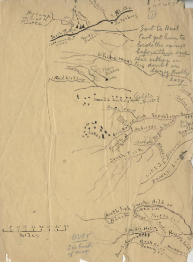 George helped the US government determine where Native Americans lived. What does the note on the map tell you about how he was viewed by whites?