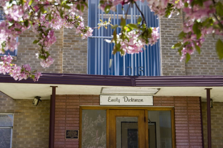 Close-up of the Entrance to the Emily Dickinson Building