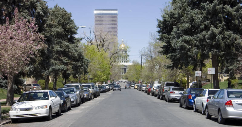 Poet's Row looking towards Colorado State Capitol