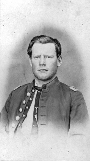 Studio portrait of Silas S. Soule. He wears a military uniform from the Civil War era.