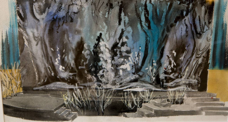A set drawing by Henry Lowenstein for the play "The Three Bears"