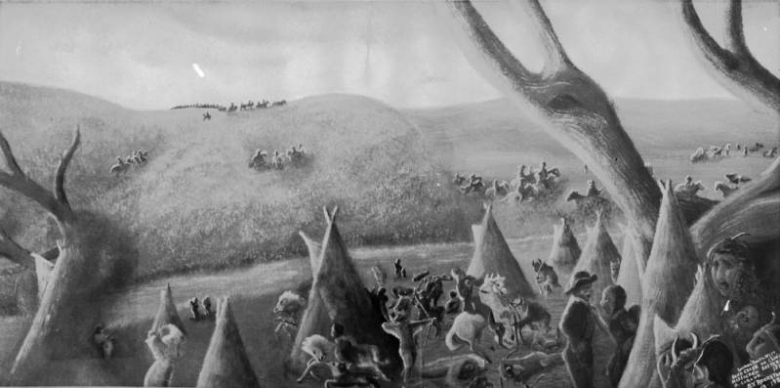 Looking southwest, Sand Creek or Chivington Massacre, 1864
