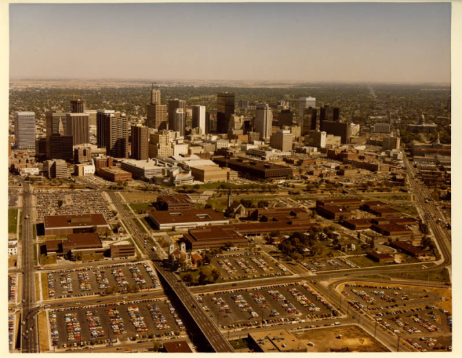 Aerial view of  Auraria Higher Education Center
