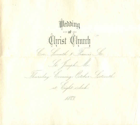 Invitation to wedding of Eugene Field and Julia Comstock