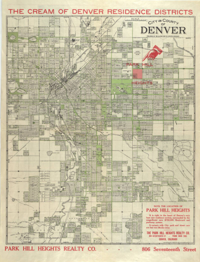 City and County of Denver, Boulevard map of Denver showing Park Hill Heights