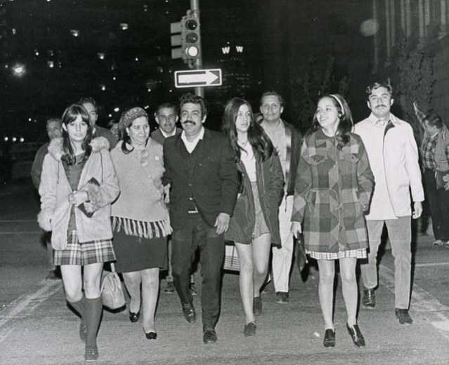 Rodolfo "Corky" Gonzales with wife Geri (left), Niece Terry Montoya, and Daughters Gina and Charlotte after the West High School walkout