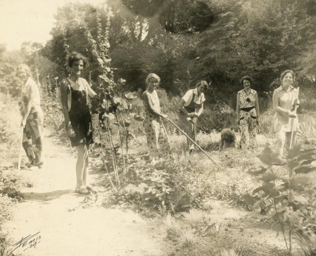 Jane and Students in Garden