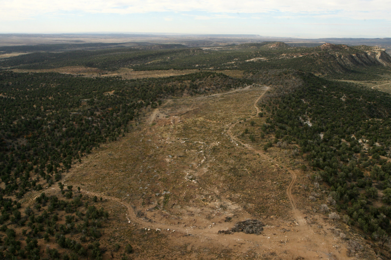 A coal seam fire area is seen from the air above Durango