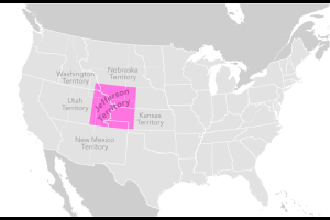 Jefferson Territory highlighted in pink on the U.S. Map