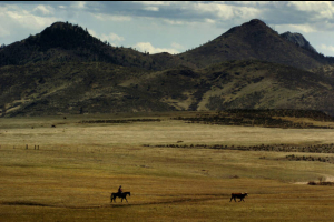 Mountains in the distance over an open plain