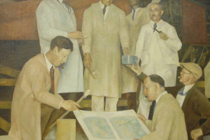 Decorating the Denver National Bank Building [art original].