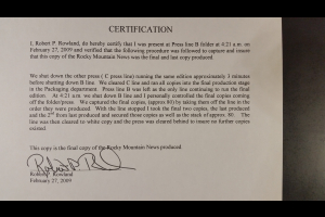 Rocky Mountain News Final Day Collection