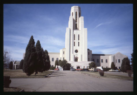 Exterior photograph of the Tower of Memories at the Crown Hill Cemetery located in Wheat Ridge, Colorado